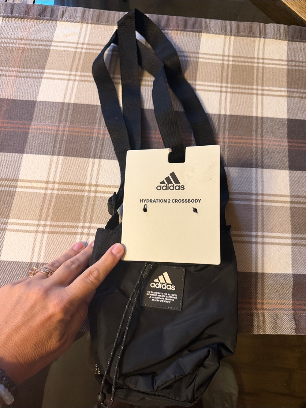 adidas Black Hydration 2 Crossbody Bag with Drawcord
